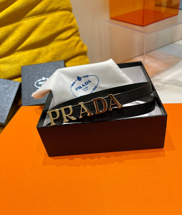 prad* 로고 레더 벨트 1.5cm